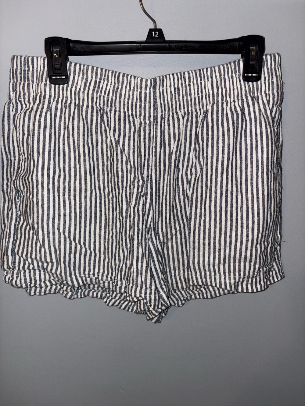 Striped Elastic-Waist Women’s Shorts - White & Navy